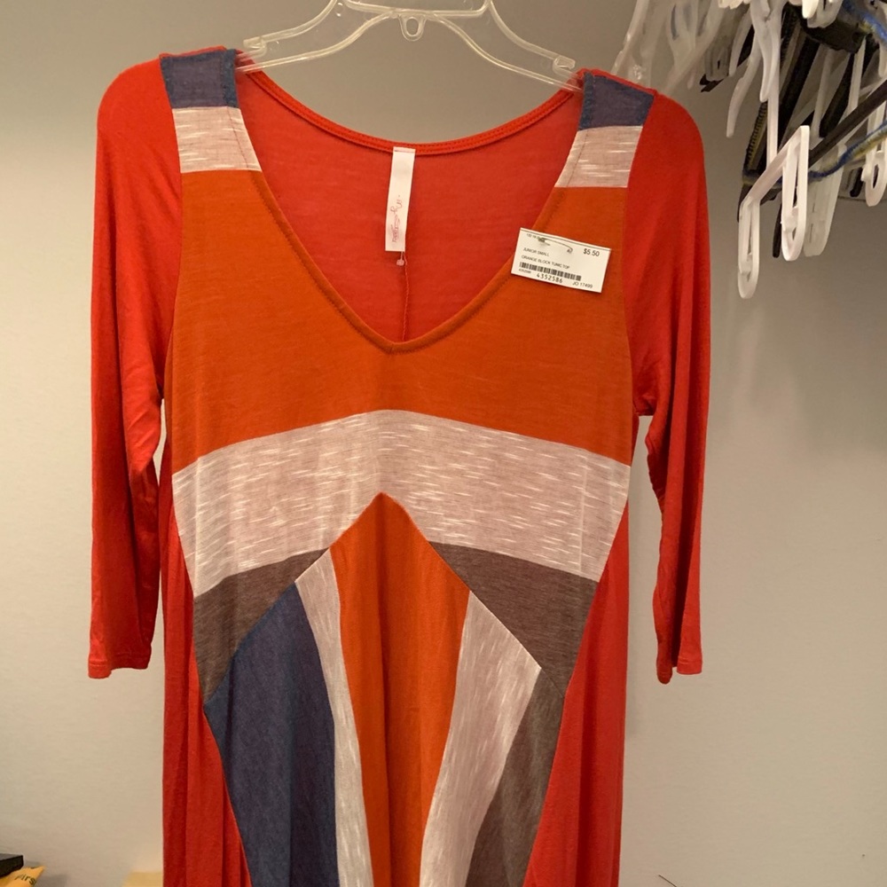 Orange v-neck tunic top
